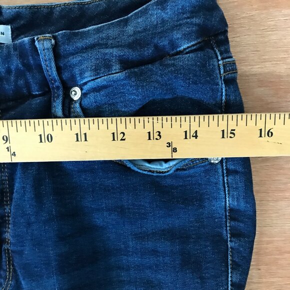 Good American Jeans Women 12/31 Blue Distressed High Rise Dark Wash Stretch - Picture 9 of 9